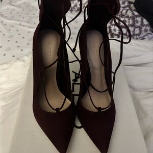 Aldo Burgundy Lace-Up Heels